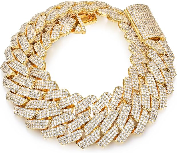 30MM/25MM Cuban Link Chain for Men And Women, Large Iced Out Cuban Chain Diamond-Cut, Luxury Miami Cuban Link Chain, 18K Gold Plated, 5A+ Zircronia, Thick