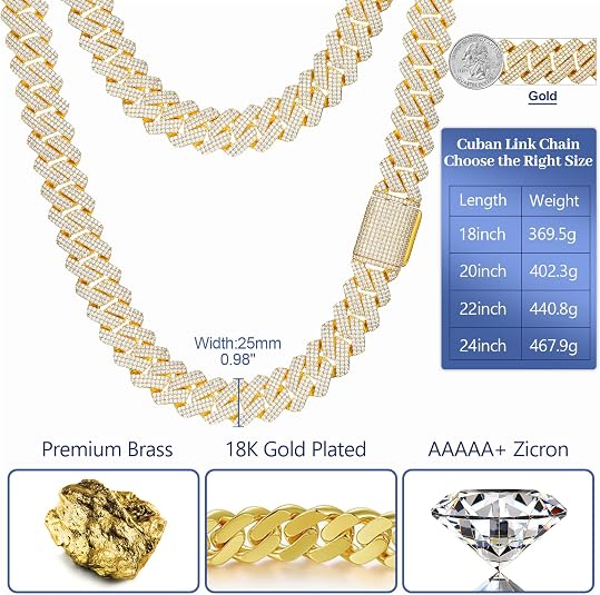 30MM/25MM Cuban Link Chain for Men And Women, Large Iced Out Cuban Chain Diamond-Cut, Luxury Miami Cuban Link Chain, 18K Gold Plated, 5A+ Zircronia, Thick