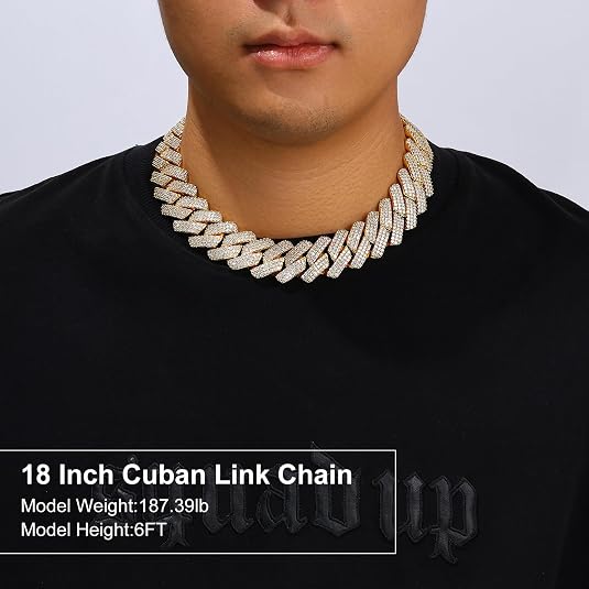 30MM/25MM Cuban Link Chain for Men And Women, Large Iced Out Cuban Chain Diamond-Cut, Luxury Miami Cuban Link Chain, 18K Gold Plated, 5A+ Zircronia, Thick