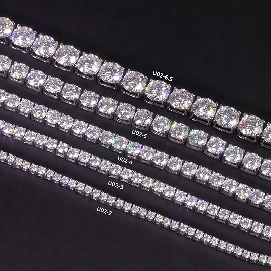 Gem's Beauty 4.59-112.00CT Moissanite Tennis necklaces Gifts 2-6.5mm D Color VVS1 Moissanite Chain Men 14k White Gold Plated 925 Sterling Silver Tennis necklaces for Women-
