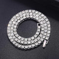 Solid Gold over S925 Sterling Silver Men's Chain Necklace, 8mm Moissanite Tennis Link Pave Hip-Hop Jewelry, Dazzling Everyday Unisex Accessory