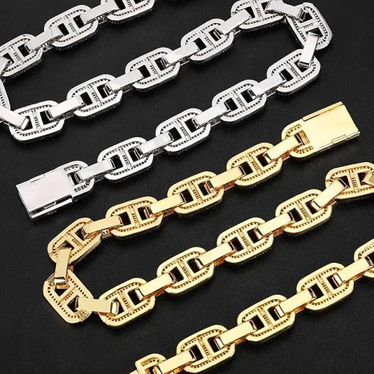 15MM 16-24 Inches Link Chain for Men Women Iced Out Silver/Gold Miami Chains Necklace Bling Diamond Chain Hip Hop Jewelry Necklace