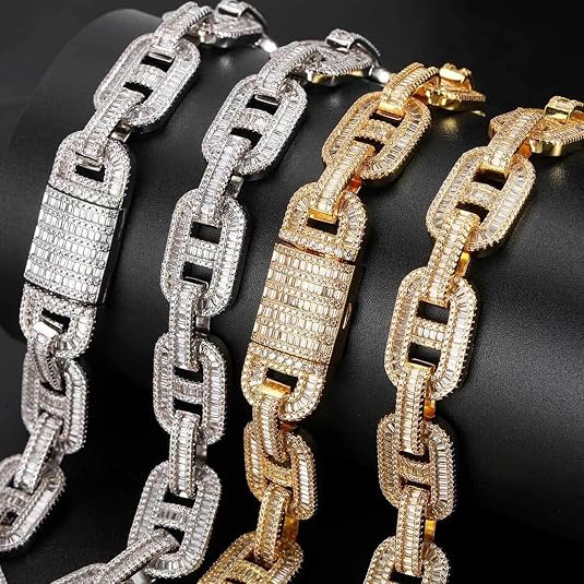 15MM 16-24 Inches Link Chain for Men Women Iced Out Silver/Gold Miami Chains Necklace Bling Diamond Chain Hip Hop Jewelry Necklace