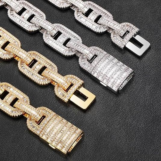 15MM 16-24 Inches Link Chain for Men Women Iced Out Silver/Gold Miami Chains Necklace Bling Diamond Chain Hip Hop Jewelry Necklace