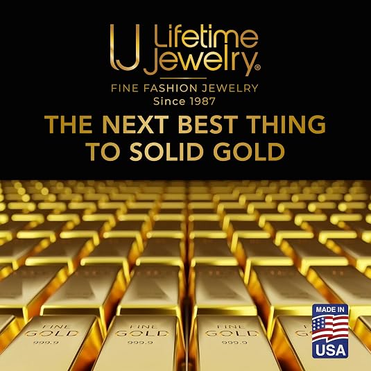 LIFETIME JEWELRY Miami Gold Cuban Link Chain for Men - Square Cut Real 24K Gold Plated Curb Chain - Lifetime Replacement - Durable Clasp (5mm & 9.5mm)