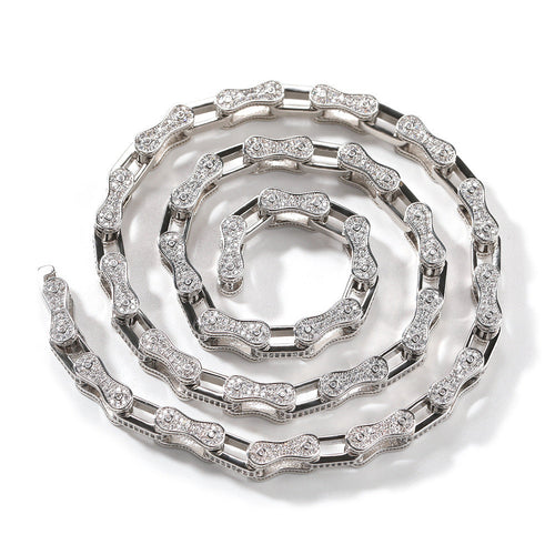 Hip Hop Rhinestone 5mm Bicycle Chain Necklace
