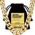 LIFETIME JEWELRY Miami Gold Cuban Link Chain for Men - Square Cut Real 24K Gold Plated Curb Chain - Lifetime Replacement - Durable Clasp (5mm & 9.5mm)